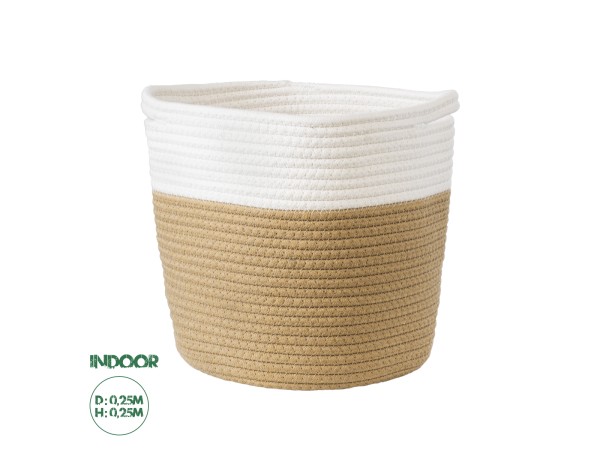 GloboStar® Artificial Garden PALAWAN 20203 Διακοσμητικό Πλεκτό Καλάθι - Κασπώ Γλάστρα - Flower Pot Μπεζ με Λευκό Π25cm x Υ25cm GloboStar® Artificial Garden PALAWAN 20203 Διακοσμητικό Πλεκτό Καλάθι - Κασπώ Γλάστρα - Flower Pot Μπεζ με Λευκό Π25cm x Υ25cm