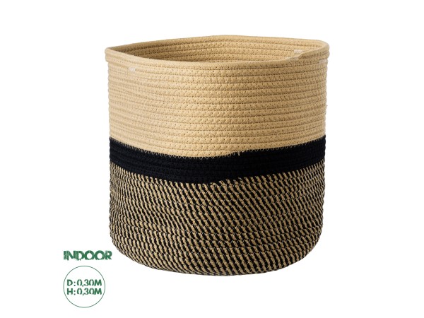 GloboStar® Artificial Garden HYDRA 20205 Διακοσμητικό Πλεκτό Καλάθι - Κασπώ Γλάστρα - Flower Pot Μπεζ με Μαύρο Π30cm x Υ30cm GloboStar® Artificial Garden HYDRA 20205 Διακοσμητικό Πλεκτό Καλάθι - Κασπώ Γλάστρα - Flower Pot Μπεζ με Μαύρο Π30cm x Υ30cm