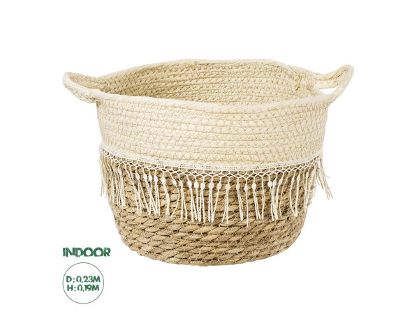 GloboStar® Artificial Garden MYKONOS 20280 Διακοσμητικό Πλεκτό Καλάθι - Κασπώ Γλάστρα - Flower Pot Μπεζ με Μακραμέ Φ25cm x Υ19cm GloboStar® Artificial Garden MYKONOS 20280 Διακοσμητικό Πλεκτό Καλάθι - Κασπώ Γλάστρα - Flower Pot Μπεζ με Μακραμέ Φ25cm x Υ19cm