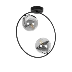 GLOBOSTAR® CITY 202-0040 Μοντέρνο Φωτιστικό Οροφής με Ντουί 2 x E27 AC 220-240V IP20 - Διάφανο & Μαύρο - Μ45 x Π15 x Υ55cm