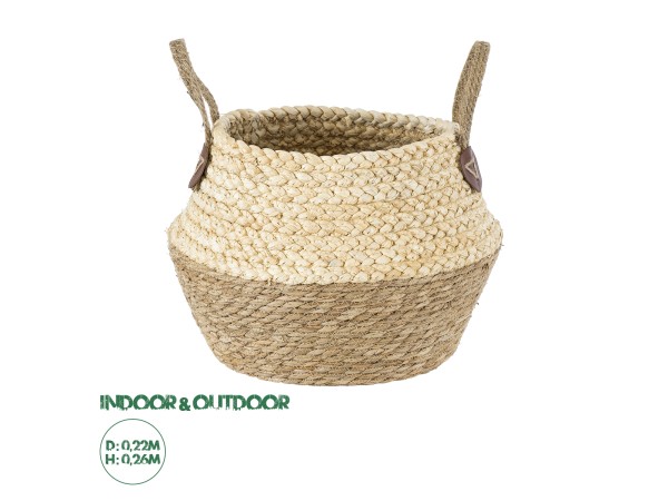 GloboStar® Artificial Garden ANDROS 20316 Διακοσμητικό Πλεκτό Καλάθι - Κασπώ Γλάστρα - Flower Pot Καφέ με Μπεζ Φ22cm x Υ26cm GloboStar® Artificial Garden ANDROS 20316 Διακοσμητικό Πλεκτό Καλάθι - Κασπώ Γλάστρα - Flower Pot Καφέ με Μπεζ Φ22cm x Υ26cm