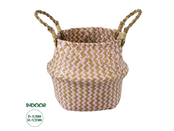 GloboStar® Artificial Garden LEROS 20341 Διακοσμητικό Ψάθινο Καλάθι - Κασπώ Γλάστρα - Flower Pot Ροζ με Καφέ Φ18cm x Υ20cm GloboStar® Artificial Garden LEROS 20341 Διακοσμητικό Ψάθινο Καλάθι - Κασπώ Γλάστρα - Flower Pot Ροζ με Καφέ Φ18cm x Υ20cm