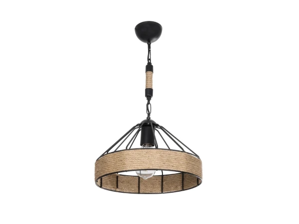 GLOBOSTAR® ZION 203-0003 Vintage Κρεμαστό Φωτιστικό Οροφής με Ντουί 1 x E27 AC 220-240V IP20 - Μαύρο & Μπεζ - Μ33 x Π33 x Υ29cm
