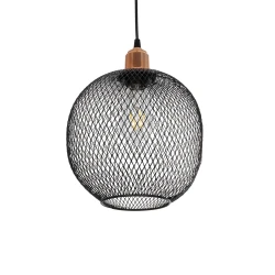 GLOBOSTAR® WIRE 203-0004 Μοντέρνο Κρεμαστό Φωτιστικό Οροφής με Ντουί 1 x E27 AC 220-240V IP20 - Μαύρο & Χάλκινο - Μ25 x Π25 x Υ30cm