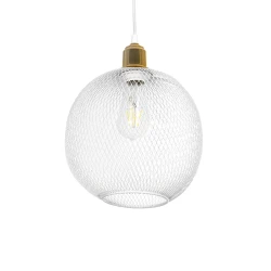 GLOBOSTAR® WIRE 203-0005 Μοντέρνο Κρεμαστό Φωτιστικό Οροφής με Ντουί 1 x E27 AC 220-240V IP20 - Λευκό & Χρυσό - Μ25 x Π25 x Υ30cm