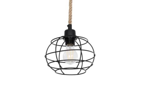 GLOBOSTAR® TALAH 203-0008 Vintage Κρεμαστό Φωτιστικό Οροφής με Ντουί 1 x E27 AC 220-240V IP20 - Μαύρο & Μπεζ - Μ20 x Π20 x Υ20cm