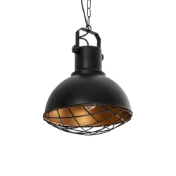 GLOBOSTAR® SIERRA 203-0011 Vintage Κρεμαστό Φωτιστικό Οροφής με Ντουί 1 x E27 AC 220-240V IP20 - Μαύρο & Χρυσό - Μ30 x Π30 x Υ40cm