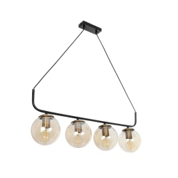 GLOBOSTAR® LATTICE 203-0018 Μοντέρνο Κρεμαστό Φωτιστικό Οροφής με Ντουί 4 x E27 AC 220-240V IP20 - Μαύρο & Μπρούτζινο - Μ78 x Π15 x Υ81cm