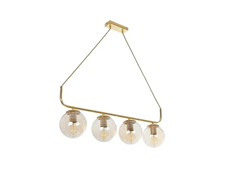 GLOBOSTAR® LATTICE 203-0019 Μοντέρνο Κρεμαστό Φωτιστικό Οροφής με Ντουί 4 x E27 AC 220-240V IP20 - Χρυσό - Μ78 x Π15 x Υ81cm