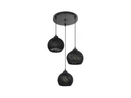 GLOBOSTAR® YASAM 203-0022 Vintage Κρεμαστό Φωτιστικό Οροφής με Ντουί 3 x E27 AC 220-240V IP20 - Μαύρο - Μ42 x Π42 x Υ54cm