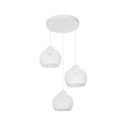 GLOBOSTAR® YASAM 203-0023 Vintage Κρεμαστό Φωτιστικό Οροφής με Ντουί 3 x E27 AC 220-240V IP20 - Λευκό - Μ42 x Π42 x Υ54cm