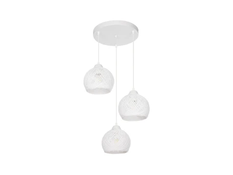 GLOBOSTAR® YASAM 203-0023 Vintage Κρεμαστό Φωτιστικό Οροφής με Ντουί 3 x E27 AC 220-240V IP20 - Λευκό - Μ42 x Π42 x Υ54cm
