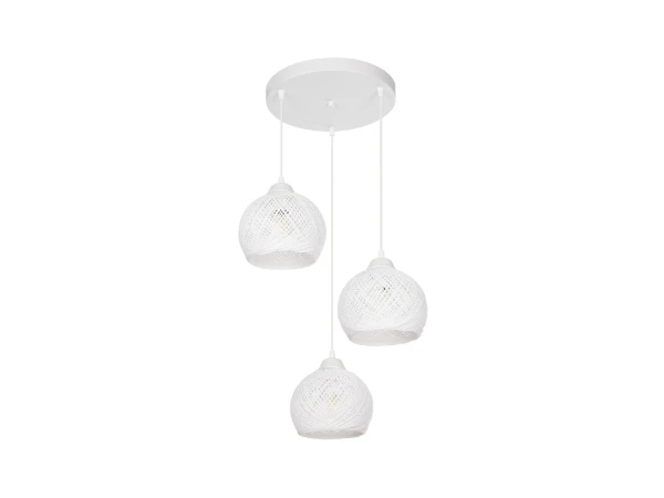 GLOBOSTAR® YASAM 203-0023 Vintage Κρεμαστό Φωτιστικό Οροφής με Ντουί 3 x E27 AC 220-240V IP20 - Λευκό - Μ42 x Π42 x Υ54cm