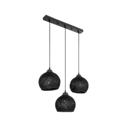 GLOBOSTAR® YASAM 203-0026 Vintage Κρεμαστό Φωτιστικό Οροφής με Ντουί 3 x E27 AC 220-240V IP20 - Μαύρο - Μ45 x Π18 x Υ30cm
