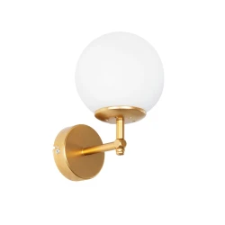 GLOBOSTAR® DALPH 203-0029 Vintage Φωτιστικό Τοίχου - Απλίκα με Ντουί 1 x E27 AC 220-240V IP20 - Χρυσό & Λευκό - M18 x Π15 x Υ23cm