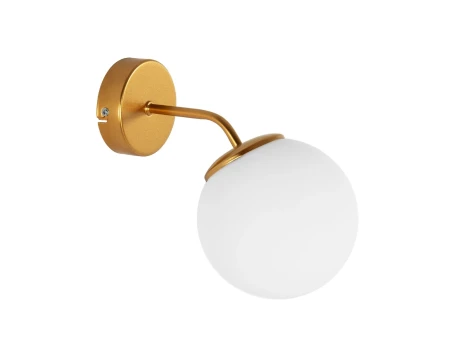 GLOBOSTAR® DALPH 203-0033 Vintage Φωτιστικό Τοίχου - Απλίκα με Ντουί 1 x E27 AC 220-240V IP20 - Χρυσό & Λευκό - M15 x Π25 x Υ22cm