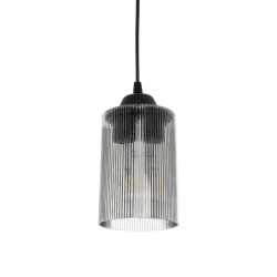 GLOBOSTAR® TORUS 203-0063 Μοντέρνο Κρεμαστό Φωτιστικό Οροφής με Ντουί 1 x E27 AC 220-240V IP20 - Μαύρο & Μαύρο Φιμέ - Μ10.5 x Π10.5 x Υ18.5cm