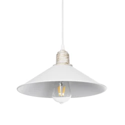 GLOBOSTAR® FERRO 203-0083 Μοντέρνο Κρεμαστό Φωτιστικό Οροφής με Ντουί 1 x E27 AC 220-240V IP20 - Λευκό & Χρυσό - Μ30 x Π30 x Υ15cm