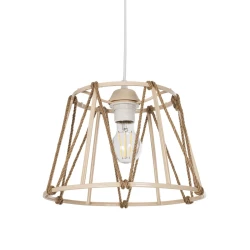 GLOBOSTAR® JUTE 203-0092 Μοντέρνο Κρεμαστό Φωτιστικό Οροφής με Ντουί 1 x E27 AC 220-240V IP20 - Μπεζ - Μ30 x Π30 x Υ23cm