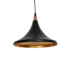 GLOBOSTAR® MARBLE 203-0099 Μοντέρνο Κρεμαστό Φωτιστικό Οροφής με Ντουί 1 x E27 AC 220-240V IP20 - Μαύρο & Χρυσό - Μ30 x Π30 x Υ20cm