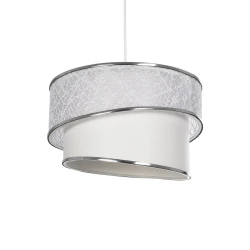 GLOBOSTAR® SONIA 203-0115 Μοντέρνο Κρεμαστό Φωτιστικό Οροφής με Ντουί 1 x E27 AC 220-240V IP20 - Λευκό & Ασημί - Μ30 x Π30 x Υ24cm