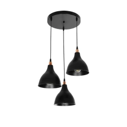 GLOBOSTAR® RADE 203-0127 Μοντέρνο Κρεμαστό Φωτιστικό Οροφής με Ντουί 3 x E27 AC 220-240V IP20 - Μαύρο & Χάλκινο - Μ40 x Π40 x Υ40cm