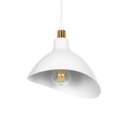 GLOBOSTAR® RIVE 203-0141 Μοντέρνο Κρεμαστό Φωτιστικό Οροφής με Ντουί 1 x E27 AC 220-240V IP20 - Λευκό & Χρυσό - Μ22 x Π20 x Υ22cm