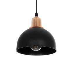 GLOBOSTAR® ΗUT 203-0145 Μοντέρνο Κρεμαστό Φωτιστικό Οροφής με Ντουί 1 x E27 AC 220-240V IP20 - Μάυρο & Χάλκινο - Μ18 x Π18 x Υ18cm