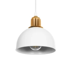 GLOBOSTAR® ΗUT 203-0147 Μοντέρνο Κρεμαστό Φωτιστικό Οροφής με Ντουί 1 x E27 AC 220-240V IP20 - Λευκό & Χρυσό - Μ18 x Π18 x Υ18cm
