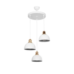 GLOBOSTAR® ΗUT 203-0148 Μοντέρνο Κρεμαστό Φωτιστικό Οροφής με Ντουί 3 x E27 AC 220-240V IP20 - Λευκό & Χρυσό - Μ40 x Π40 x Υ40cm