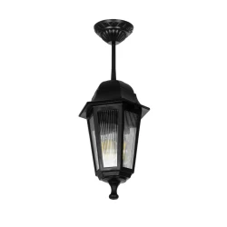 GLOBOSTAR® VITRO 203-0189 Vintage Φωτιστικό Οροφής με Ντουί 1 x E27 AC 220-240V IP44 - Μαύρο - Μ17 x Π17 x Υ28cm