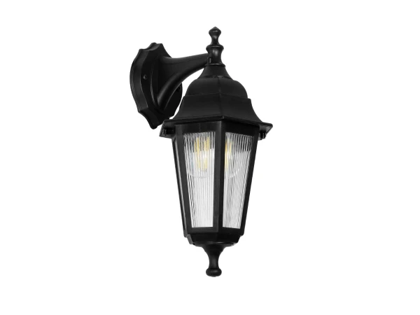 GLOBOSTAR® VITRO 203-0191 Vintage Φωτιστικό Τοίχου - Απλίκα με Ντουί 1 x E27 AC 220-240V IP44 - Μαύρο - Μ17 x Π20 x Υ36cm