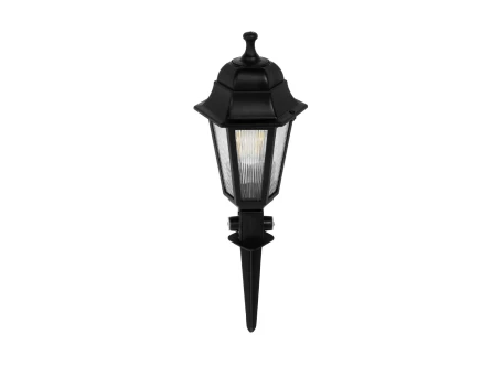 GloboStar® VITRO 203-0193 Vintage Καρφωτό Φωτιστικό Φαναράκι Μονόφωτο 1 x E27 IP44 Μαύρο & Διάφανο Πλαστικό - Μ17 x Π17 x Υ55cm