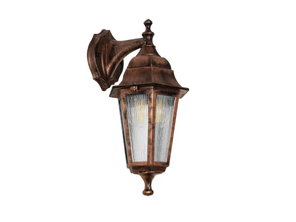 GLOBOSTAR® VITRO 203-0196 Vintage Φωτιστικό Τοίχου - Απλίκα με Ντουί 1 x E27 AC 220-240V IP44 - Χάλκινο - Μ17 x Π20 x Υ36cm