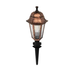 GloboStar® VITRO 203-0198 Vintage Καρφωτό Φωτιστικό Φαναράκι Μονόφωτο 1 x E27 IP44 Χάλκινο & Διάφανο Πλαστικό - Μ17 x Π17 x Υ55cm