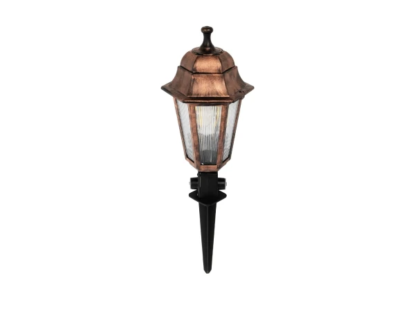 GloboStar® VITRO 203-0198 Vintage Καρφωτό Φωτιστικό Φαναράκι Μονόφωτο 1 x E27 IP44 Χάλκινο & Διάφανο Πλαστικό - Μ17 x Π17 x Υ55cm