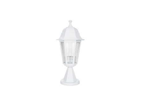GloboStar® VITRO 203-0200 Vintage Επιδαπέδιο Φωτιστικό Φαναράκι Μονόφωτο 1 x E27 IP44 Λευκό & Διάφανο Πλαστικό - Μ17 x Π17 x Υ40cm