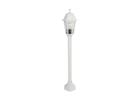 GloboStar® VITRO 203-0202 Vintage Επιδαπέδιο Φωτιστικό Κολωνάκι Κήπου  Μονόφωτο 1 x E27 IP44 Λευκό & Διάφανο Πλαστικό - Μ17 x Π17 x Υ100cm