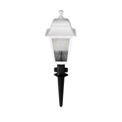 GloboStar® SOLME 203-0223 Vintage Καρφωτό Φωτιστικό Φαναράκι Μονόφωτο 1 x E27 IP44 Λευκό & Διάφανο Πλαστικό - Μ22 x Π22 x Υ35cm