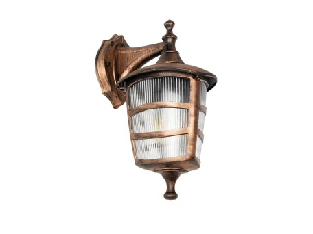 GLOBOSTAR® ZARDIN 203-0226 Vintage Φωτιστικό Τοίχου - Απλίκα με Ντουί 1 x E27 AC 220-240V IP44 - Χάλκινο - Μ17 x Π22 x Υ30cm
