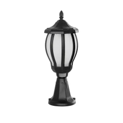GloboStar® VERDI 203-0231 Vintage Επιδαπέδιο Φωτιστικό Φαναράκι Μονόφωτο 1 x E27 IP44 Μαύρο & Διάφανο Πλαστικό - Μ18 x Π18 x Υ46cm