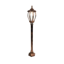 GloboStar® VERDI 203-0236 Vintage Επιδαπέδιο Φωτιστικό Κολωνάκι Κήπου Μονόφωτο 1 x E27 IP44 Χάλκινο & Διάφανο Πλαστικό - Μ17 x Π17 x Υ104cm