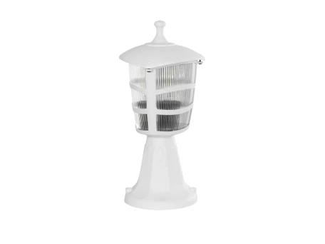 GloboStar® ZARDIN 203-0238 Vintage Επιδαπέδιο Φωτιστικό Φαναράκι Μονόφωτο 1 x E27 IP44 Λευκό & Διάφανο Πλαστικό - Μ17 x Π17 x Υ35cm