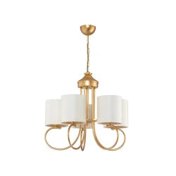 GLOBOSTAR® TRITON 203-0254 Vintage Κρεμαστό Φωτιστικό Οροφής με Ντουί 5 x E27 AC 220-240V IP20 - Χρυσό & Μπεζ - Μ50 x Π50 x Υ48cm