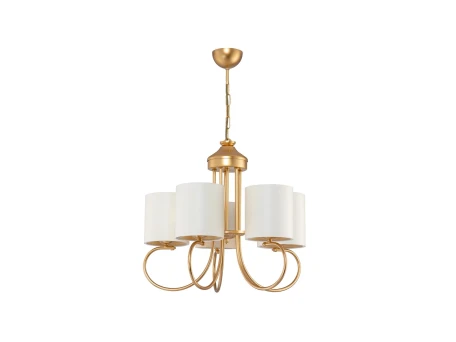 GLOBOSTAR® TRITON 203-0254 Vintage Κρεμαστό Φωτιστικό Οροφής με Ντουί 5 x E27 AC 220-240V IP20 - Χρυσό & Μπεζ - Μ50 x Π50 x Υ48cm