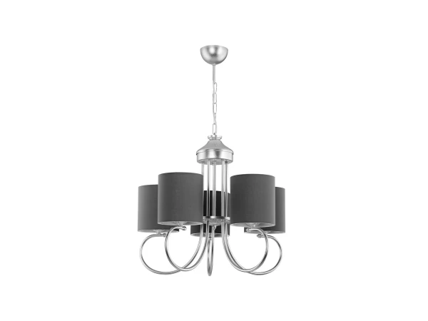GLOBOSTAR® TRITON 203-0255 Vintage Κρεμαστό Φωτιστικό Οροφής με Ντουί 5 x E27 AC 220-240V IP20 - Ασημί & Γκρι - Μ50 x Π50 x Υ48cm