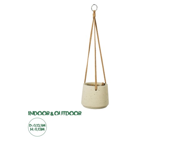 GloboStar® Artificial Garden DONOUSA 20465 Κρεμαστό Πήλινο Κεραμικό Κασπώ Γλάστρα - Flower Pot Μπεζ Φ13.5cm x Υ13cm