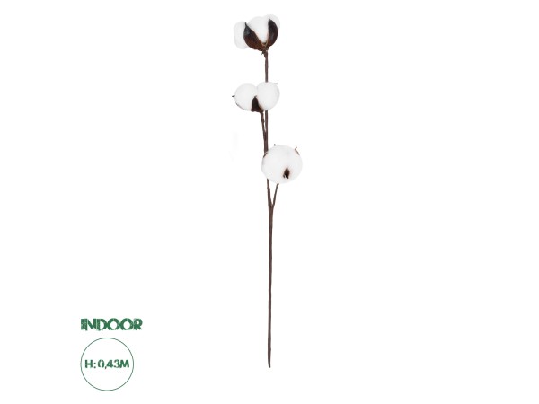 GloboStar® Artificial Garden COTTON BRANCH 20493 Τεχνητό Διακοσμητικό Κλαδί βαμβάκι Υ43cm