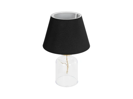 GLOBOSTAR® TRANS 204-0054 Μοντέρνο Επιτραπέζιο Φωτιστικό Πορτατίφ με Ντουί 1 x E27 AC 220-240V IP20 - Διάφανο & Μαύρο - Μ22 x Π22 x Υ34cm
