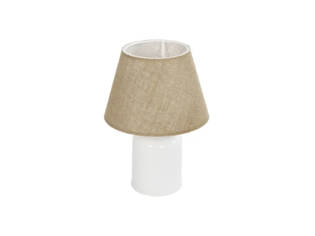GLOBOSTAR® CIA 204-0082 Μοντέρνο Επιτραπέζιο Φωτιστικό Πορτατίφ με Ντουί 1 x E27 AC 220-240V IP20 - Λευκό & Μπεζ - Μ23 x Π23 x Υ31,5cm